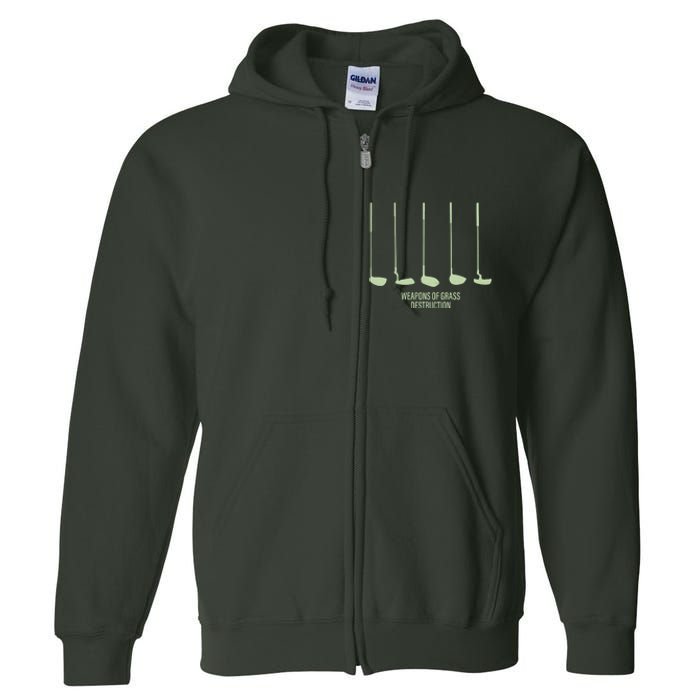 Funny Golf Weapons Of Grass Destruction Golf Clubs Drivers Full Zip Hoodie