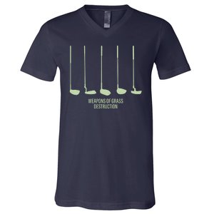 Funny Golf Weapons Of Grass Destruction Golf Clubs Drivers V-Neck T-Shirt