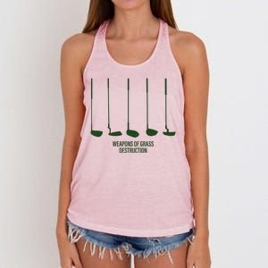 Funny Golf Weapons Of Grass Destruction Golf Clubs Drivers Women's Knotted Racerback Tank