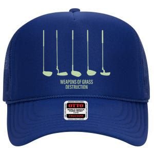 Funny Golf Weapons Of Grass Destruction Golf Clubs Drivers High Crown Mesh Back Trucker Hat