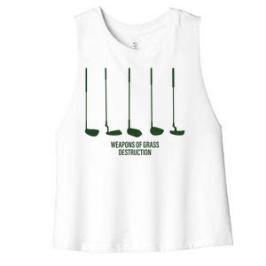 Funny Golf Weapons Of Grass Destruction Golf Clubs Drivers Women's Racerback Cropped Tank