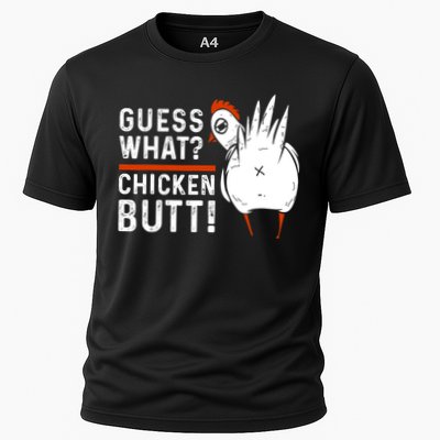 Funny Guess What? Chicken Butt! White Design Performance Shirt