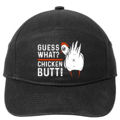 Funny Guess What? Chicken Butt! White Design 7-Panel Snapback Hat