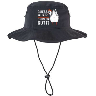 Funny Guess What? Chicken Butt! White Design Bucket Hat