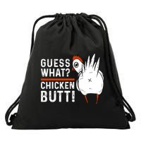 Funny Guess What? Chicken Butt! White Design Drawstring Bag