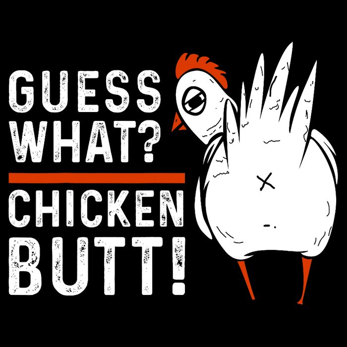 Funny Guess What? Chicken Butt! White Design Drawstring Bag