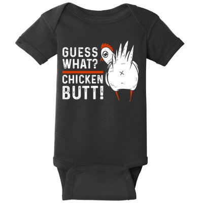 Funny Guess What? Chicken Butt! White Design Baby Bodysuit