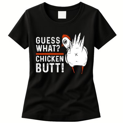 Funny Guess What? Chicken Butt! White Design Womens T-Shirt