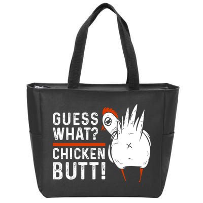 Funny Guess What? Chicken Butt! White Design Zip Tote Bag