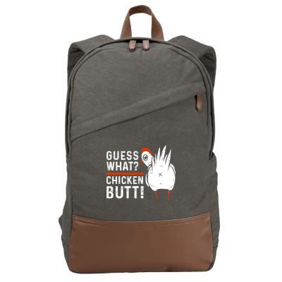 Funny Guess What? Chicken Butt! White Design Cotton Canvas Backpack