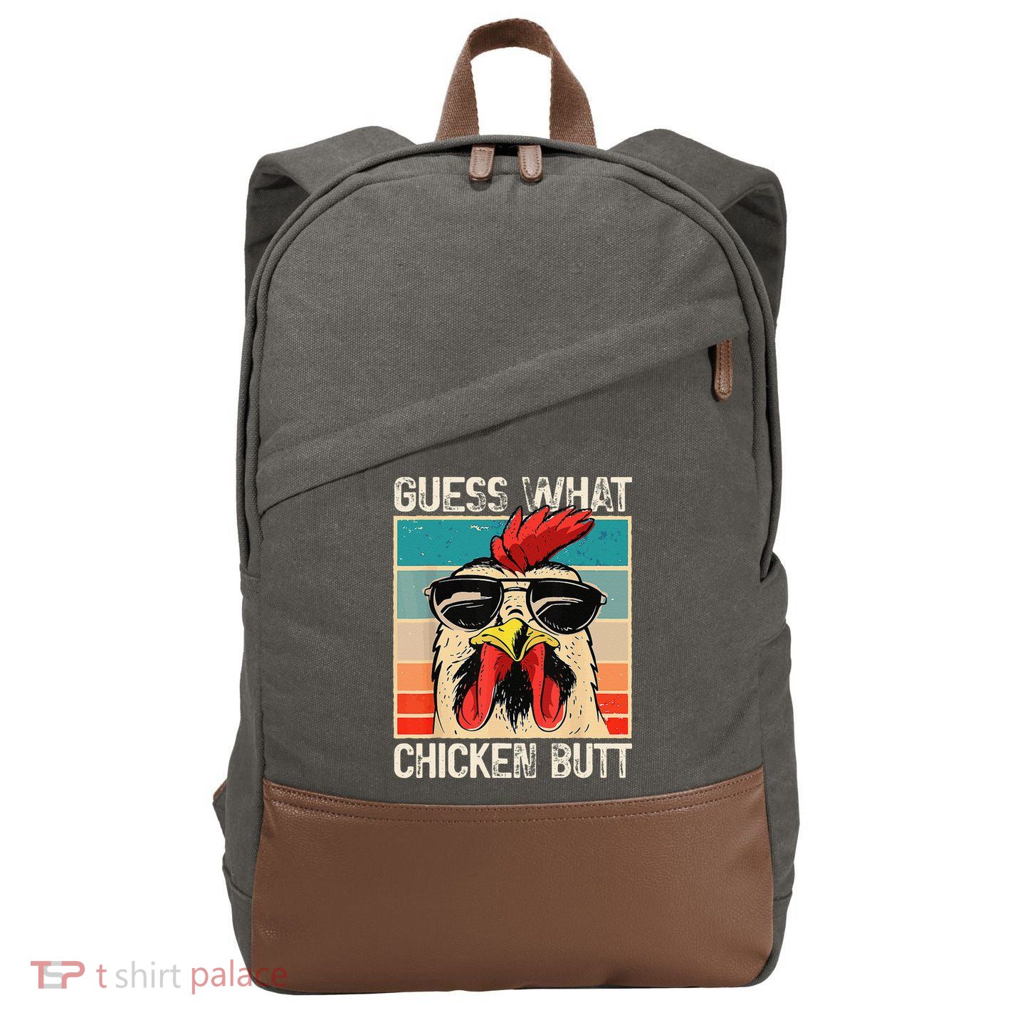 Funny Guess What Chicken Butt Chicken Meme Cotton Canvas Backpack