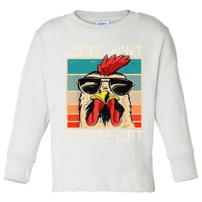 Funny Guess What Chicken Butt Chicken Meme Toddler Long Sleeve Shirt