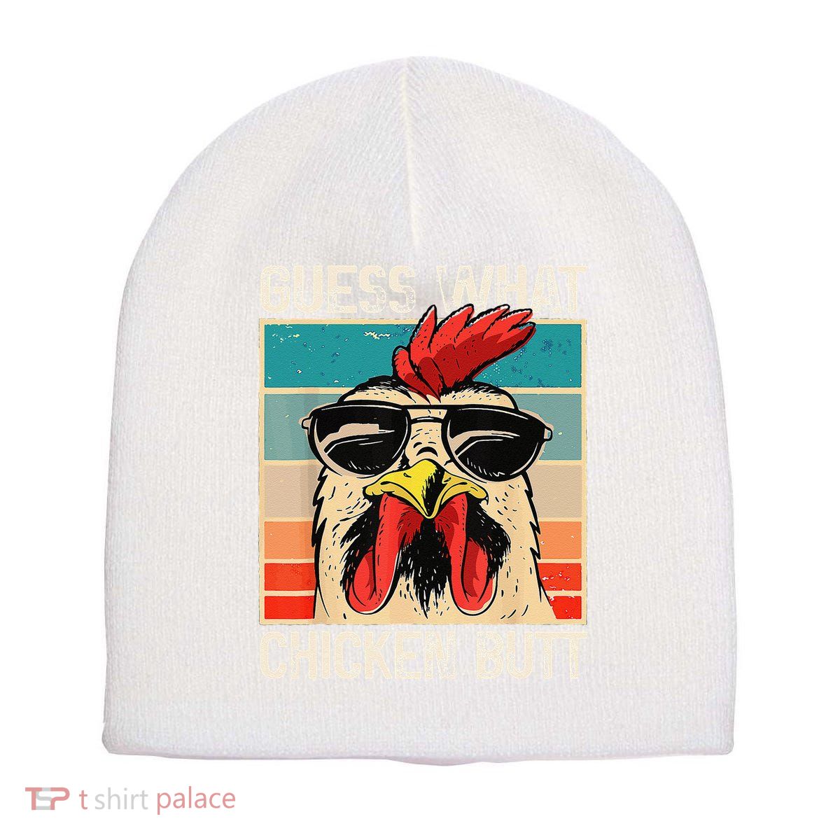 Funny Guess What Chicken Butt Chicken Meme Short Acrylic Beanie