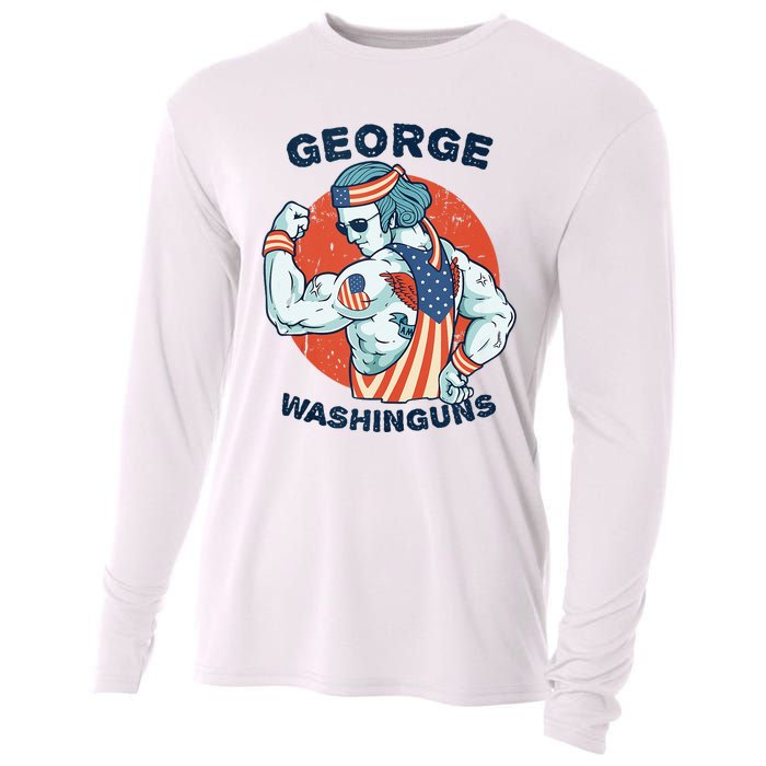 Funny George Washinguns Workout Patriotic 4th Of July Gift Cooling Performance Long Sleeve Crew