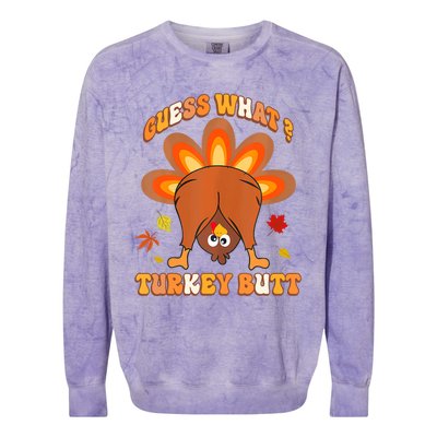 Funny Guess What Turkey Butt Thanksgiving Colorblast Crewneck Sweatshirt