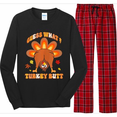 Funny Guess What Turkey Butt Thanksgiving Long Sleeve Pajama Set