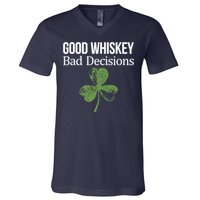 Funny Good Whiskey Bad Decisions Gift V-Neck T-Shirt