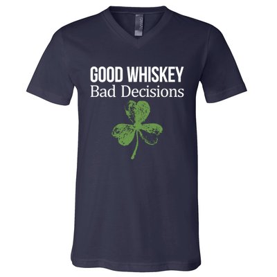 Funny Good Whiskey Bad Decisions Gift V-Neck T-Shirt