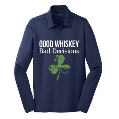 Funny Good Whiskey Bad Decisions Gift Silk Touch Performance Long Sleeve Polo