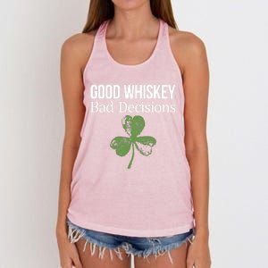 Funny Good Whiskey Bad Decisions Gift Women's Knotted Racerback Tank