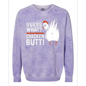 Funny Guess What Chicken Butt! White Design Colorblast Crewneck Sweatshirt