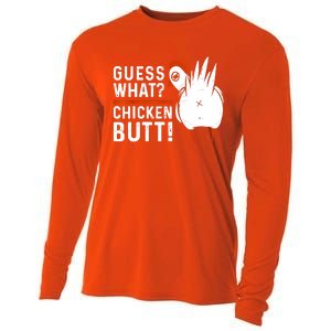 Funny Guess What Chicken Butt! White Design Cooling Performance Long Sleeve Crew