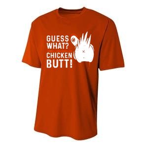 Funny Guess What Chicken Butt! White Design Performance Sprint T-Shirt