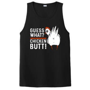 Funny Guess What Chicken Butt! White Design PosiCharge Competitor Tank