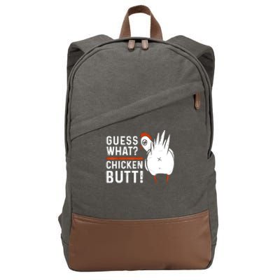 Funny Guess What Chicken Butt! White Design Cotton Canvas Backpack