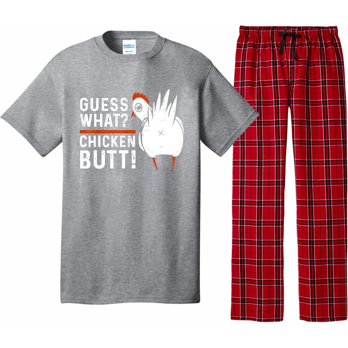 Funny Guess What Chicken Butt! White Design Pajama Set