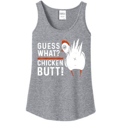 Funny Guess What Chicken Butt! White Design Ladies Essential Tank