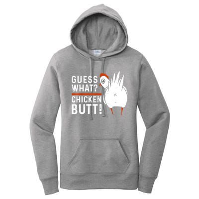 Funny Guess What Chicken Butt! White Design Women's Pullover Hoodie