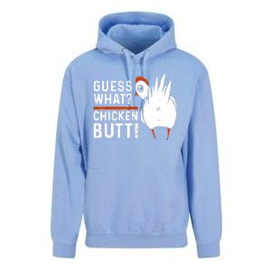 Funny Guess What Chicken Butt! White Design Unisex Surf Hoodie