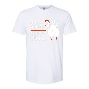 Funny Guess What Chicken Butt! White Design Softstyle CVC T-Shirt