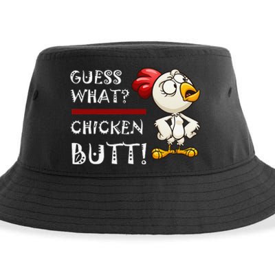 Funny Guess What Chicken Butt! Design Sustainable Bucket Hat