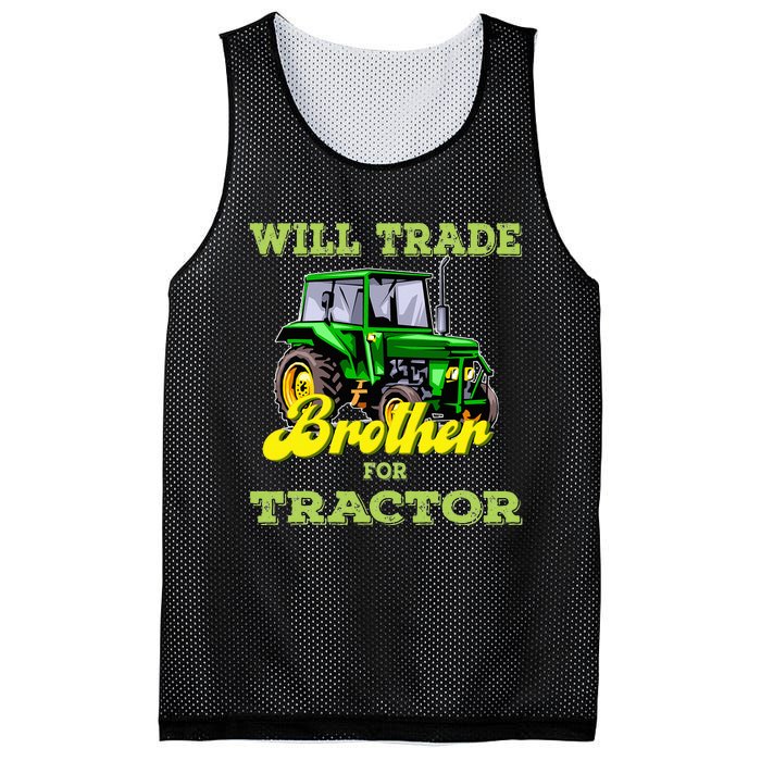 Farming Gift Will Trade Brother For Tractor Farmer Mesh Reversible Basketball Jersey Tank