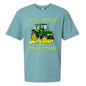 Farming Gift Will Trade Brother For Tractor Farmer Sueded Cloud Jersey T-Shirt