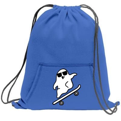 Funny Ghost With Skateboard Design Gift Sweatshirt Cinch Pack Bag