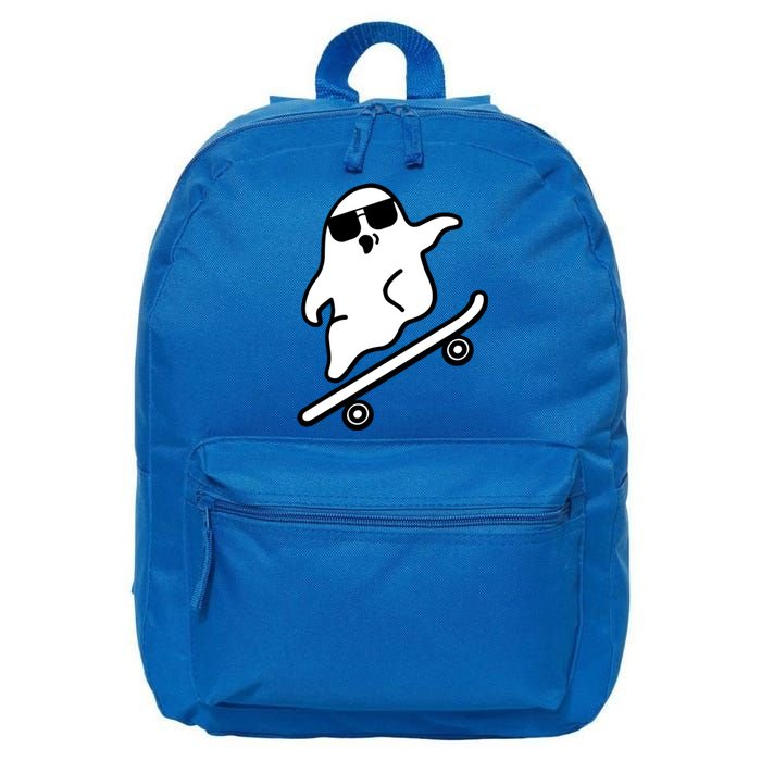 Funny Ghost With Skateboard Design Gift 16 in Basic Backpack