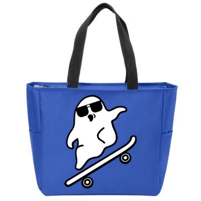 Funny Ghost With Skateboard Design Gift Zip Tote Bag