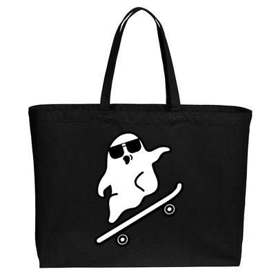 Funny Ghost With Skateboard Design Gift Cotton Canvas Jumbo Tote