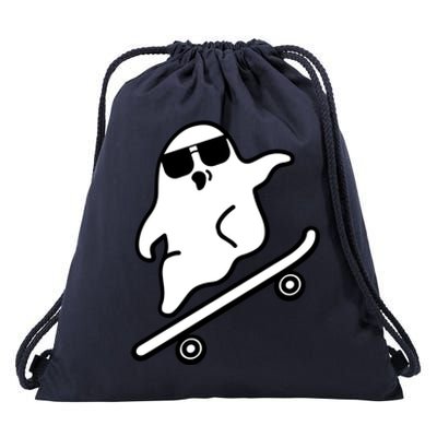 Funny Ghost With Skateboard Design Gift Drawstring Bag