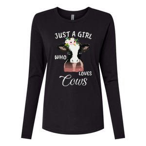 Funny Gift Watercolor Just A Who Loves Cows Womens Cotton Relaxed Long Sleeve T-Shirt