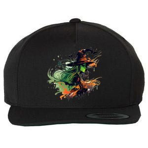 Funny Green Witch Face Meaningful Gift Wool Snapback Cap