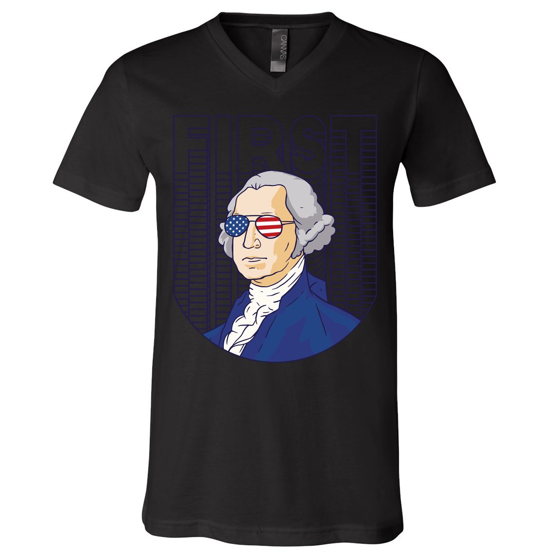 First George Washington Retro V-Neck T-Shirt