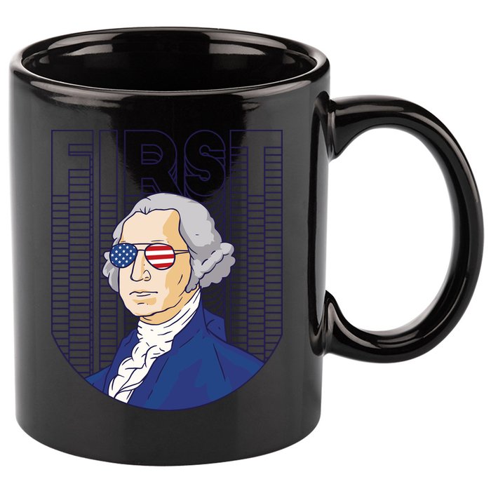 First George Washington Retro 11oz C Handle Ceramic Mug