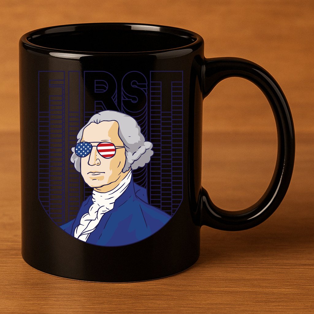 First George Washington Retro 11oz C Handle Ceramic Mug