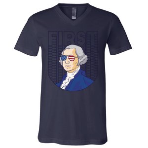 First George Washington Retro V-Neck T-Shirt