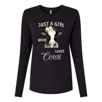 Funny Gift Watercolor Just A Girl Who Loves Cows  Womens Cotton Relaxed Long Sleeve T-Shirt