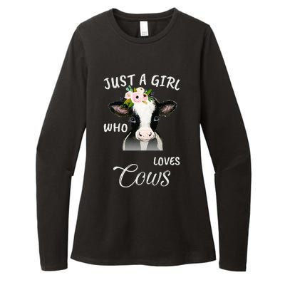 Funny Gift Watercolor Just A Girl Who Loves Cows  Womens CVC Long Sleeve Shirt